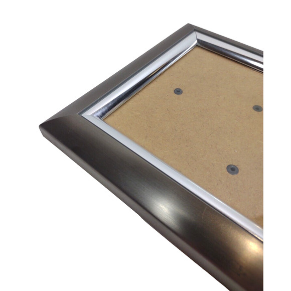 Satin Silver Toned Beveled Chrome Picture Frame 5x7 Photo Frame w Stand or Hang - Picture 10 of 11